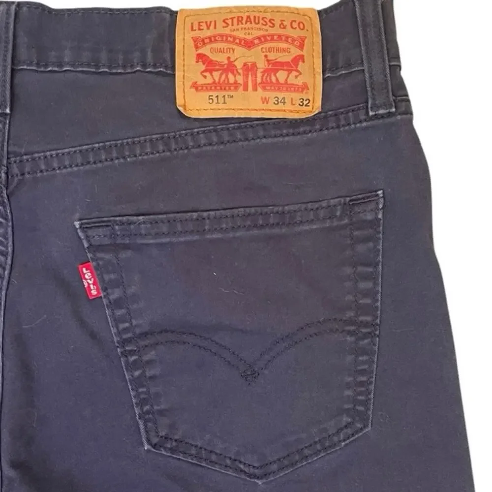 Levi's 511 Men 34X32 Slim All Seasons Tech Pant Blue Stretch Lightweight